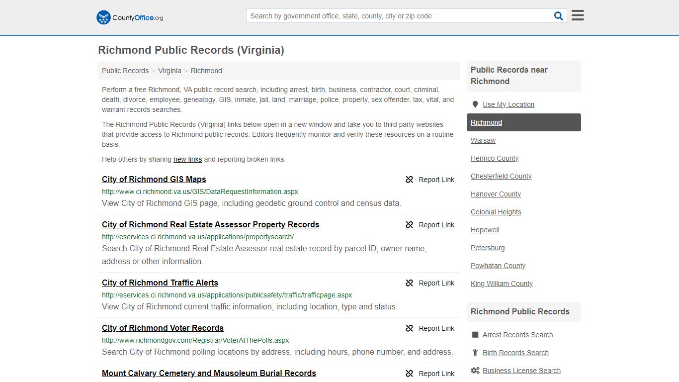 Public Records - Richmond, VA (Business, Criminal, GIS, Property ...